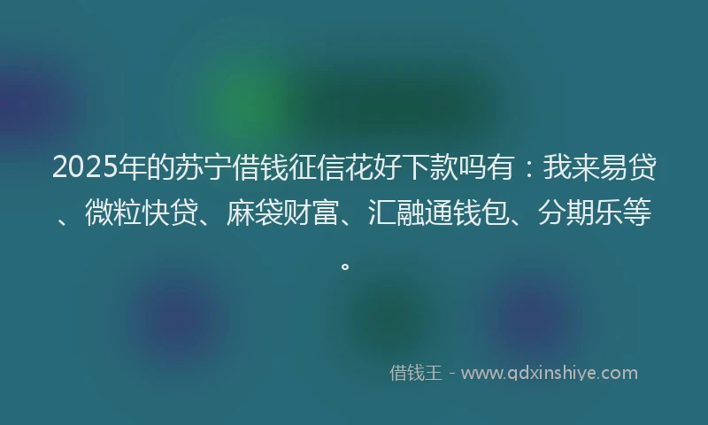 2025年的苏宁借钱征信花好下款吗有：我来易贷、微粒快贷、麻袋财富、汇融通钱包、分期乐等。
