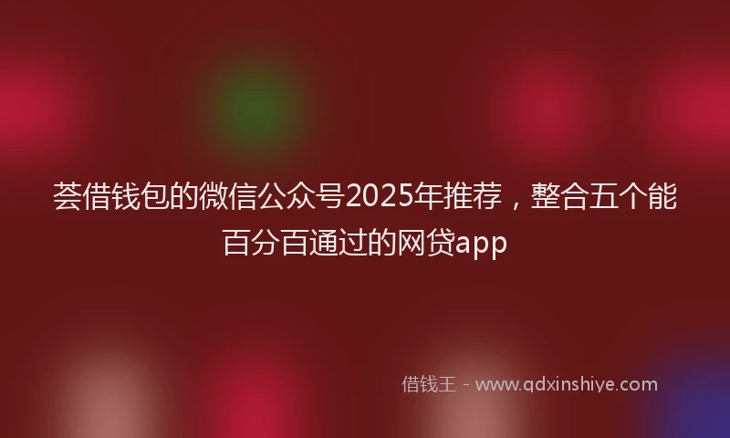 荟借钱包的微信公众号2025年推荐，整合五个能百分百通过的网贷app