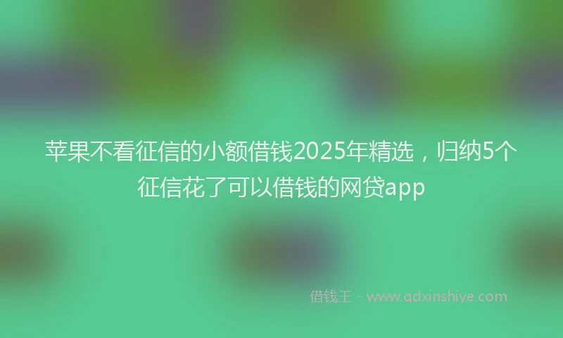 苹果不看征信的小额借钱2025年精选，归纳5个征信花了可以借钱的网贷app