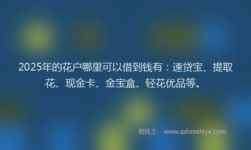 2025年的花户哪里可以借到钱有：速贷宝、提取花、现金卡、金宝盒、轻花优品等。