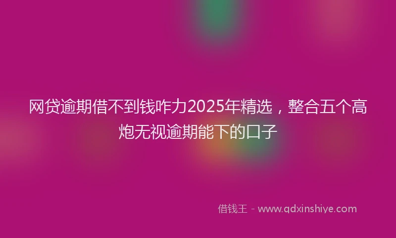 网贷逾期借不到钱咋力2025年精选，整合五个高炮无视逾期能下的口子