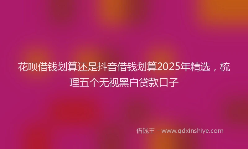 花呗借钱划算还是抖音借钱划算2025年精选，梳理五个无视黑白贷款口子