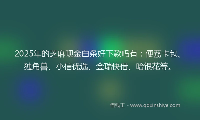 2025年的芝麻现金白条好下款吗有：便荔卡包、独角兽、小信优选、金瑞快借、哈银花等。
