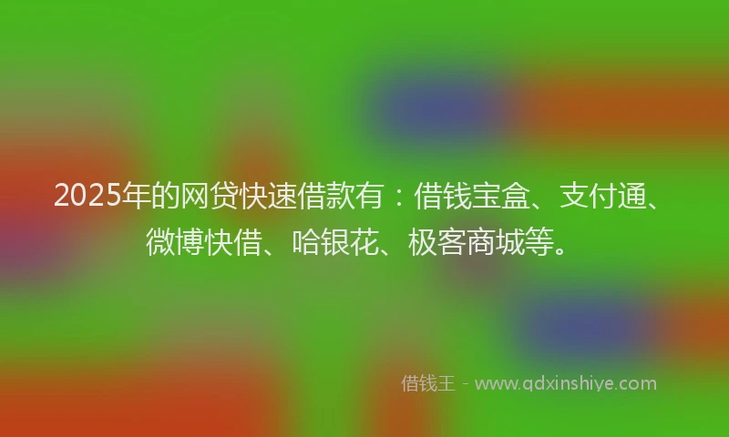 2025年的网贷快速借款有：借钱宝盒、支付通、微博快借、哈银花、极客商城等。