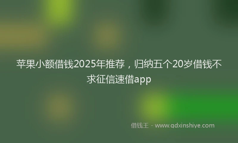 苹果小额借钱2025年推荐，归纳五个20岁借钱不求征信速借app