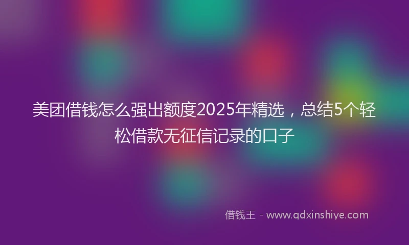 美团借钱怎么强出额度2025年精选，总结5个轻松借款无征信记录的口子