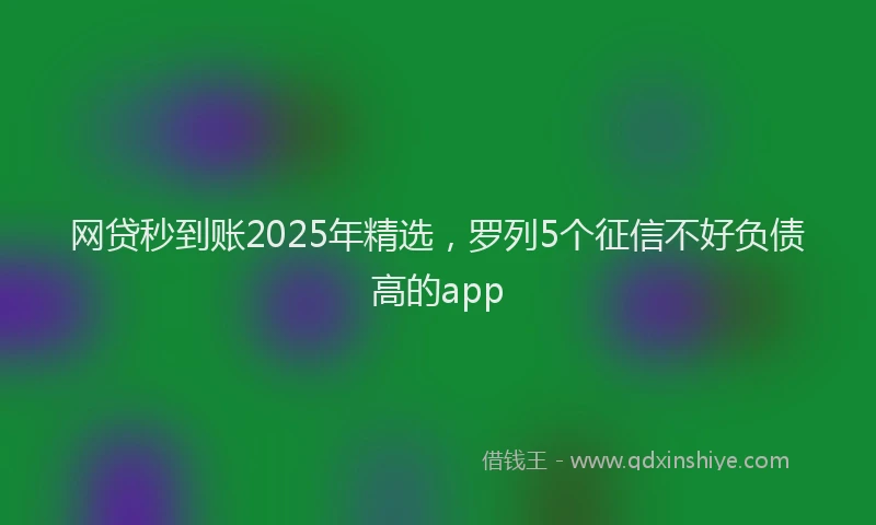 网贷秒到账2025年精选，罗列5个征信不好负债高的app