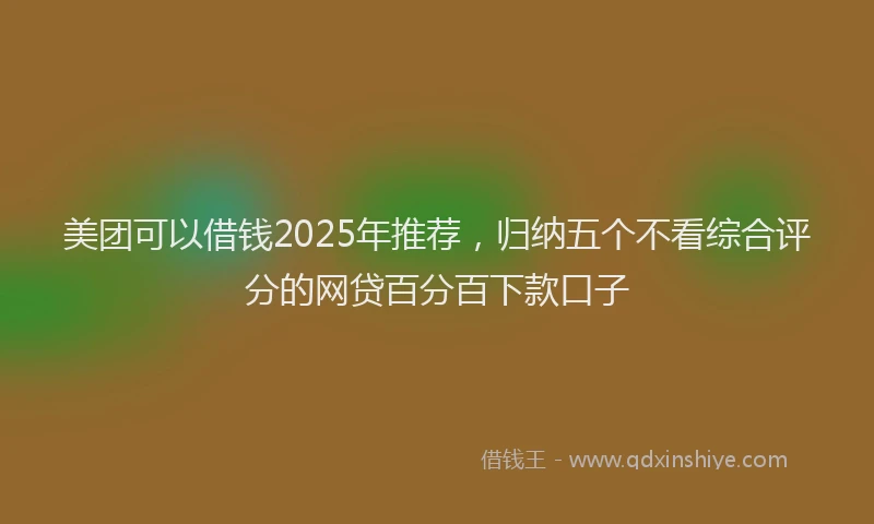 美团可以借钱2025年推荐，归纳五个不看综合评分的网贷百分百下款口子