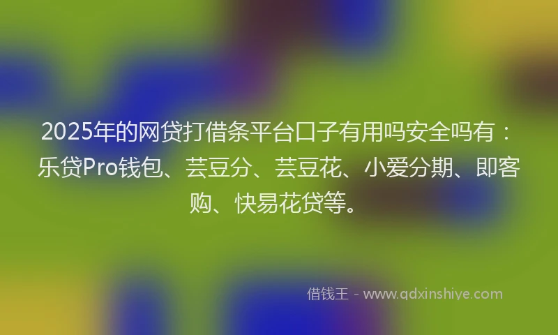 2025年的网贷打借条平台口子有用吗安全吗有：乐贷Pro钱包、芸豆分、芸豆花、小爱分期、即客购、快易花贷等。