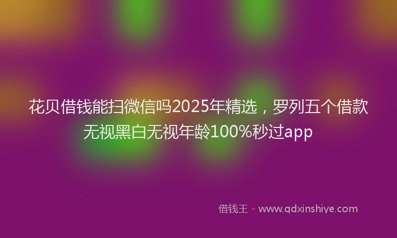 花贝借钱能扫微信吗2025年精选，罗列五个借款无视黑白无视年龄100%秒过app