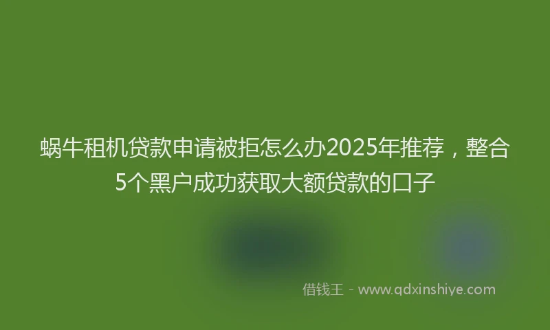 蜗牛租机贷款申请被拒怎么办2025年推荐，整合5个黑户成功获取大额贷款的口子