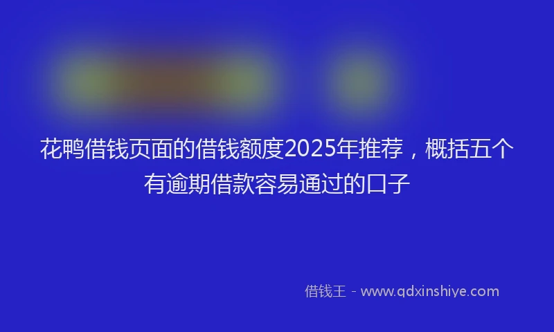 花鸭借钱页面的借钱额度2025年推荐，概括五个有逾期借款容易通过的口子