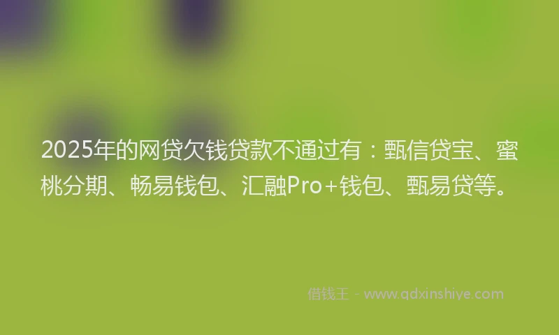 2025年的网贷欠钱贷款不通过有：甄信贷宝、蜜桃分期、畅易钱包、汇融Pro+钱包、甄易贷等。
