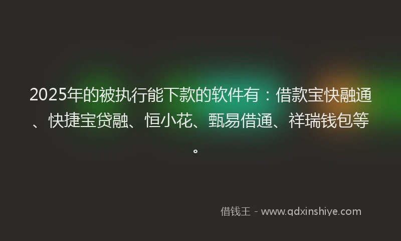 2025年的被执行能下款的软件有：借款宝快融通、快捷宝贷融、恒小花、甄易借通、祥瑞钱包等。