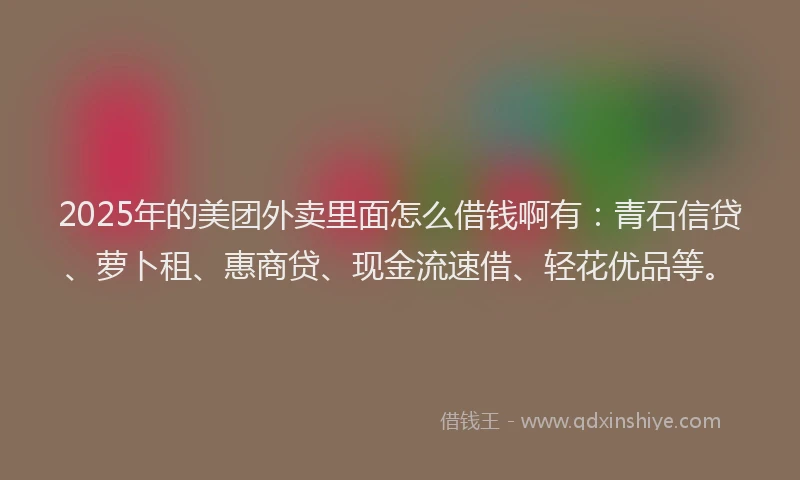2025年的美团外卖里面怎么借钱啊有：青石信贷、萝卜租、惠商贷、现金流速借、轻花优品等。