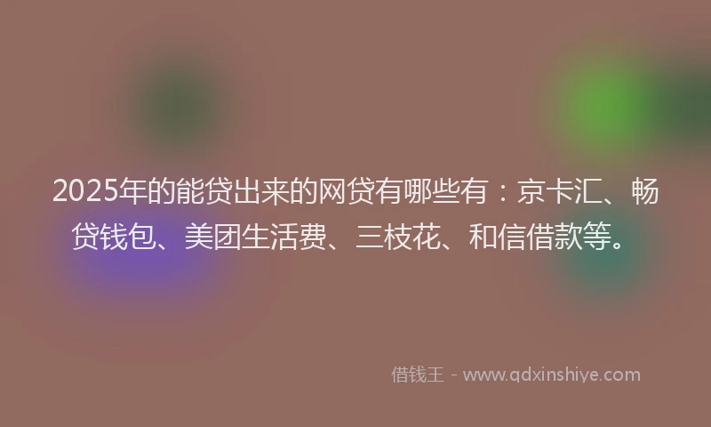 2025年的能贷出来的网贷有哪些有：京卡汇、畅贷钱包、美团生活费、三枝花、和信借款等。