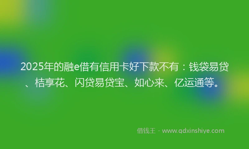 2025年的融e借有信用卡好下款不有：钱袋易贷、桔享花、闪贷易贷宝、如心来、亿运通等。