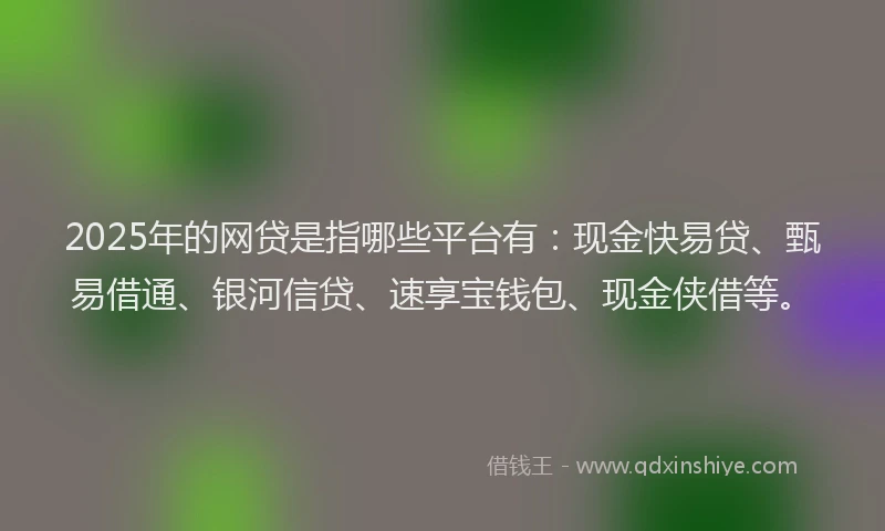 2025年的网贷是指哪些平台有：现金快易贷、甄易借通、银河信贷、速享宝钱包、现金侠借等。