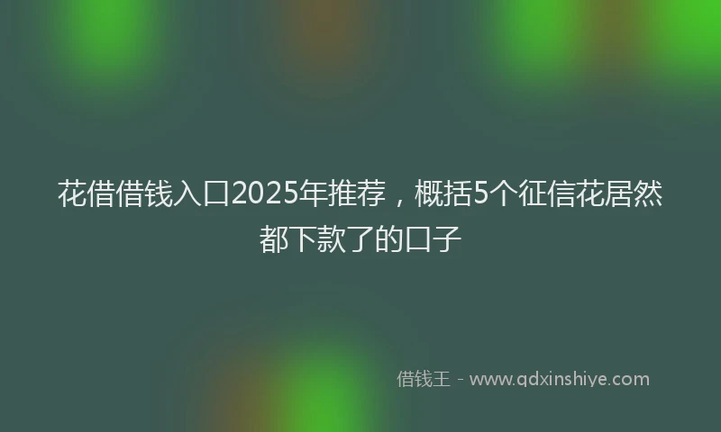 花借借钱入口2025年推荐，概括5个征信花居然都下款了的口子
