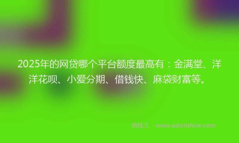 2025年的网贷哪个平台额度最高有：金满堂、洋洋花呗、小爱分期、借钱快、麻袋财富等。