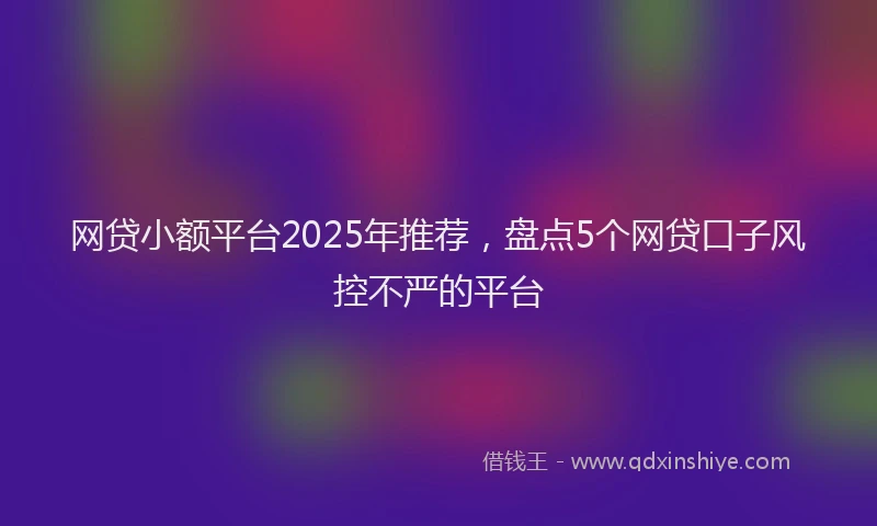 网贷小额平台2025年推荐，盘点5个网贷口子风控不严的平台