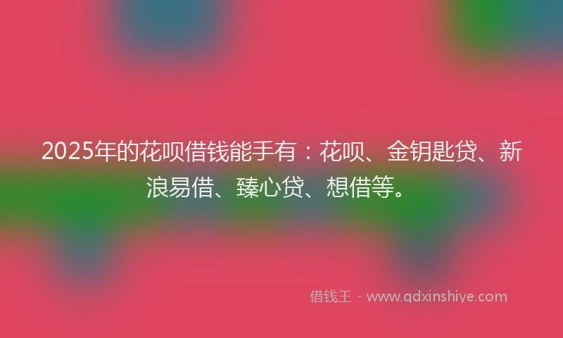 2025年的花呗借钱能手有：花呗、金钥匙贷、新浪易借、臻心贷、想借等。