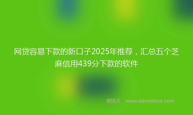网贷容易下款的新口子2025年推荐，汇总五个芝麻信用439分下款的软件