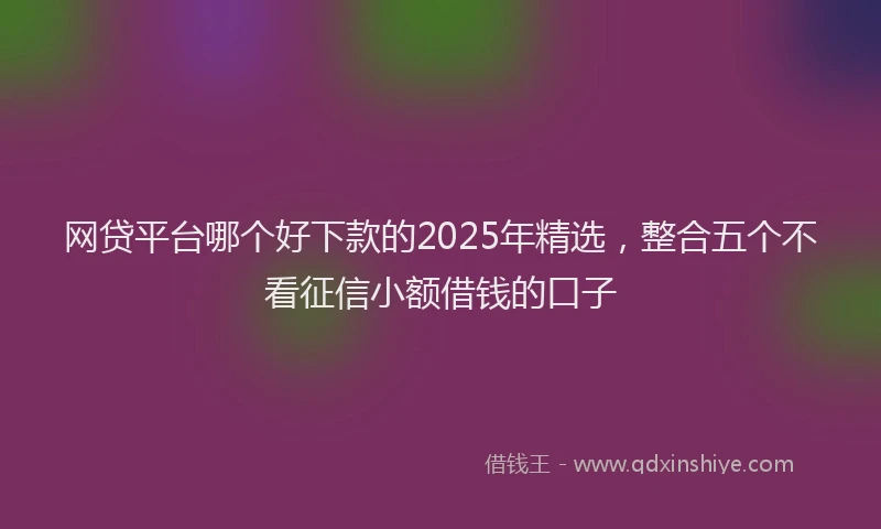 网贷平台哪个好下款的2025年精选，整合五个不看征信小额借钱的口子