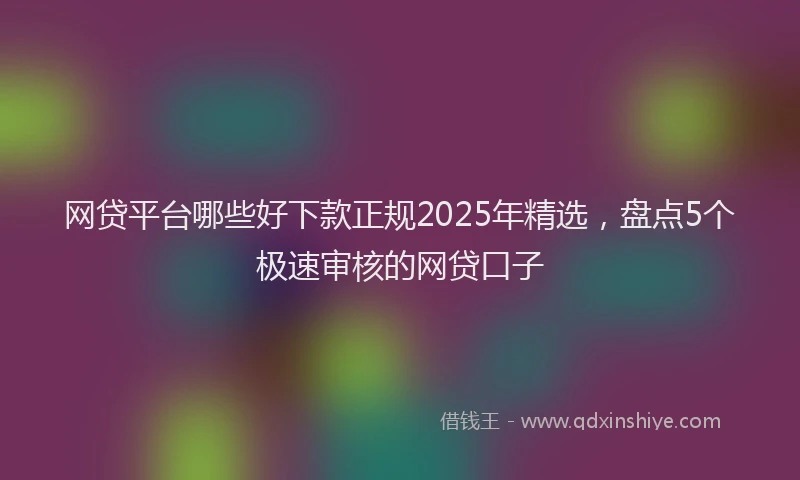 网贷平台哪些好下款正规2025年精选，盘点5个极速审核的网贷口子