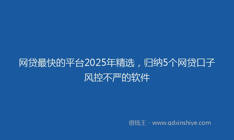 网贷最快的平台2025年精选，归纳5个网贷口子风控不严的软件