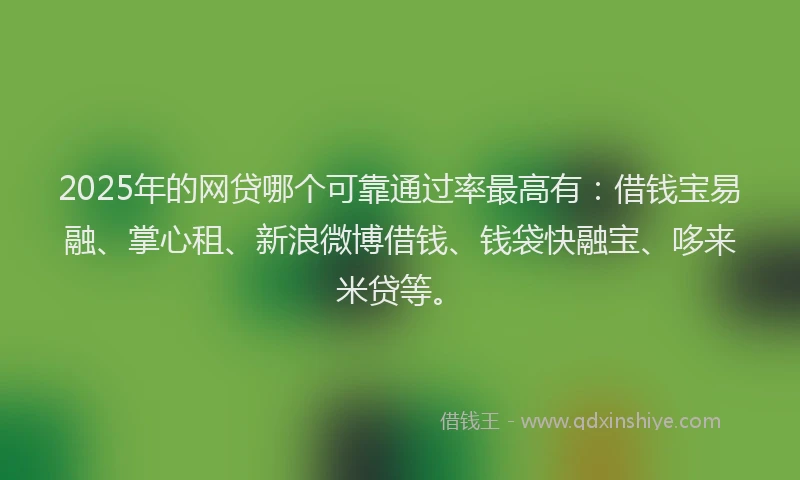 2025年的网贷哪个可靠通过率最高有：借钱宝易融、掌心租、新浪微博借钱、钱袋快融宝、哆来米贷等。