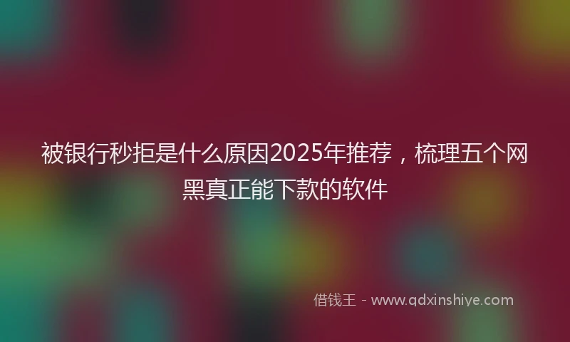 被银行秒拒是什么原因2025年推荐，梳理五个网黑真正能下款的软件