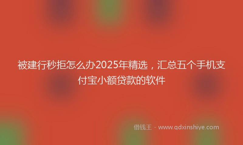 被建行秒拒怎么办2025年精选，汇总五个手机支付宝小额贷款的软件