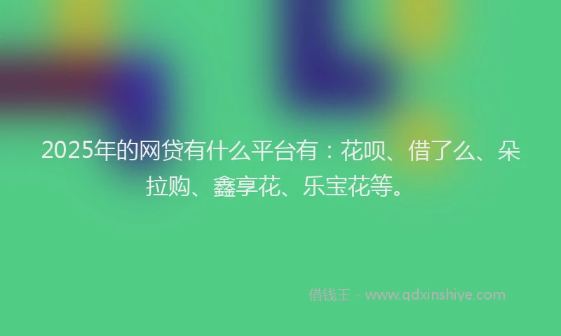2025年的网贷有什么平台有：花呗、借了么、朵拉购、鑫享花、乐宝花等。