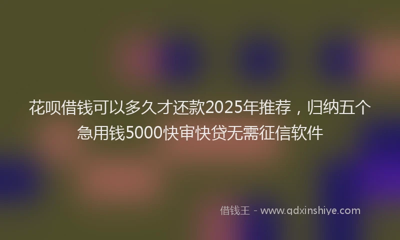 花呗借钱可以多久才还款2025年推荐，归纳五个急用钱5000快审快贷无需征信软件