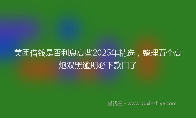 美团借钱是否利息高些2025年精选，整理五个高炮双黑逾期必下款口子