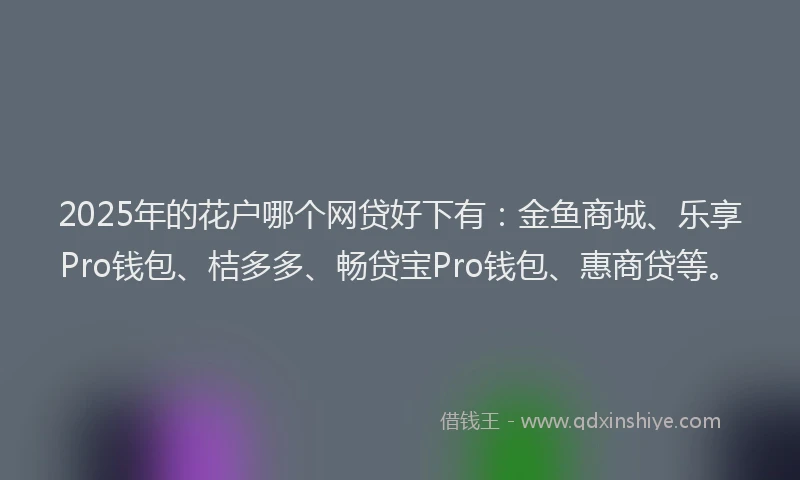 2025年的花户哪个网贷好下有：金鱼商城、乐享Pro钱包、桔多多、畅贷宝Pro钱包、惠商贷等。