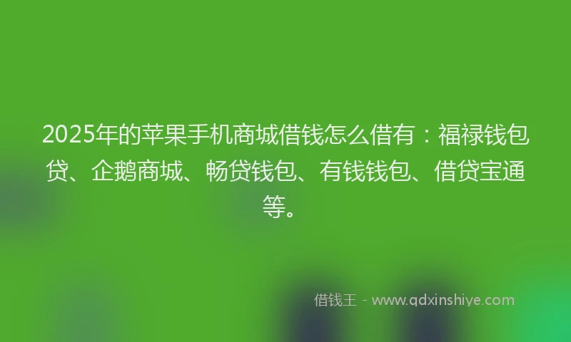 2025年的苹果手机商城借钱怎么借有：福禄钱包贷、企鹅商城、畅贷钱包、有钱钱包、借贷宝通等。