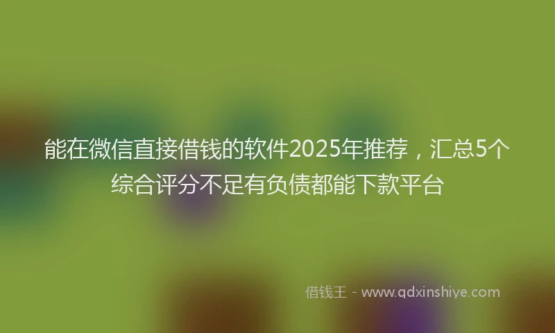 能在微信直接借钱的软件2025年推荐，汇总5个综合评分不足有负债都能下款平台