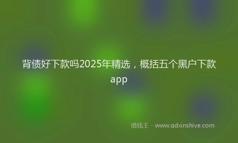 背债好下款吗2025年精选，概括五个黑户下款app
