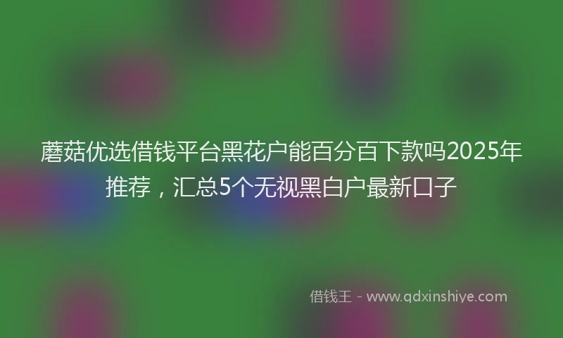 蘑菇优选借钱平台黑花户能百分百下款吗2025年推荐，汇总5个无视黑白户最新口子
