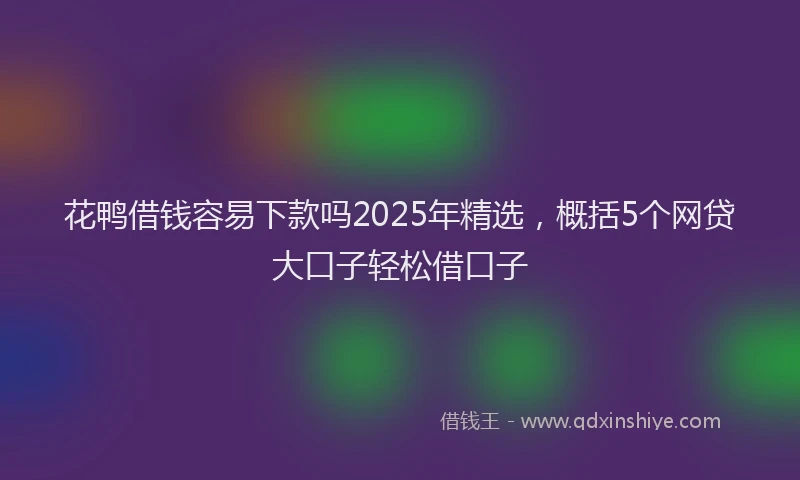 花鸭借钱容易下款吗2025年精选，概括5个网贷大口子轻松借口子