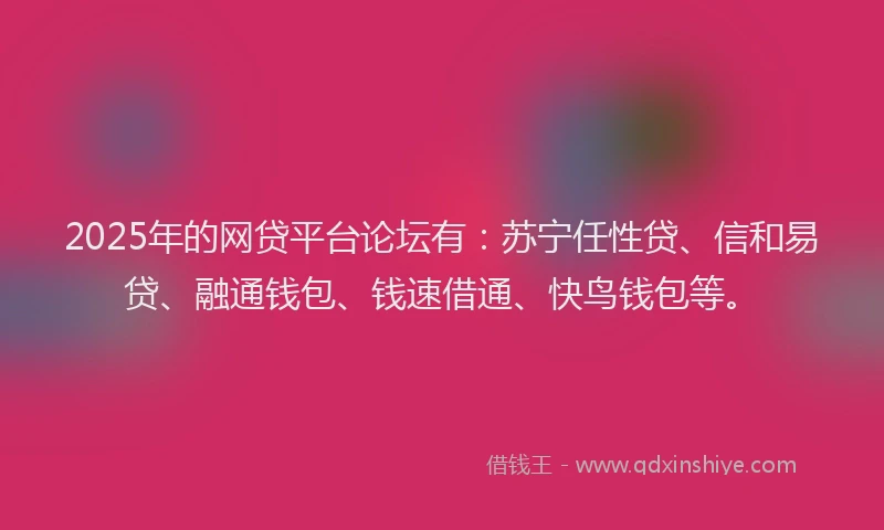 2025年的网贷平台论坛有：苏宁任性贷、信和易贷、融通钱包、钱速借通、快鸟钱包等。