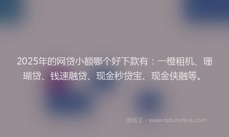 2025年的网贷小额哪个好下款有：一橙租机、珊瑚贷、钱速融贷、现金秒贷宝、现金侠融等。