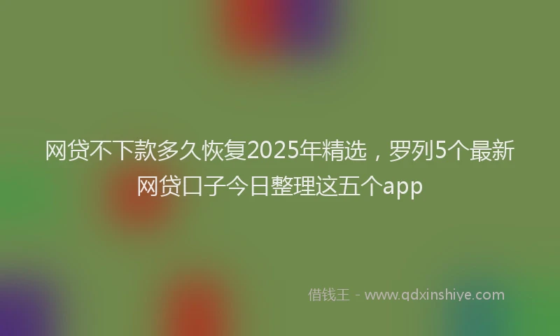 网贷不下款多久恢复2025年精选，罗列5个最新网贷口子今日整理这五个app