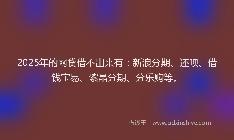 2025年的网贷借不出来有：新浪分期、还呗、借钱宝易、紫晶分期、分乐购等。