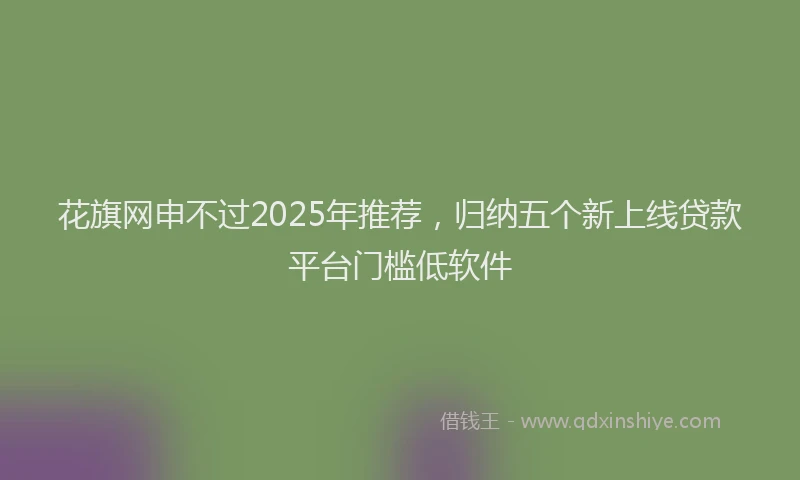 花旗网申不过2025年推荐，归纳五个新上线贷款平台门槛低软件