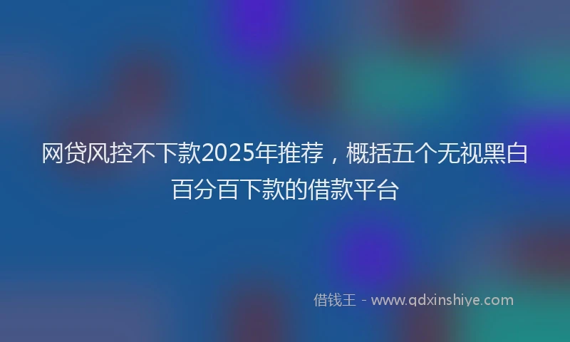 网贷风控不下款2025年推荐，概括五个无视黑白百分百下款的借款平台