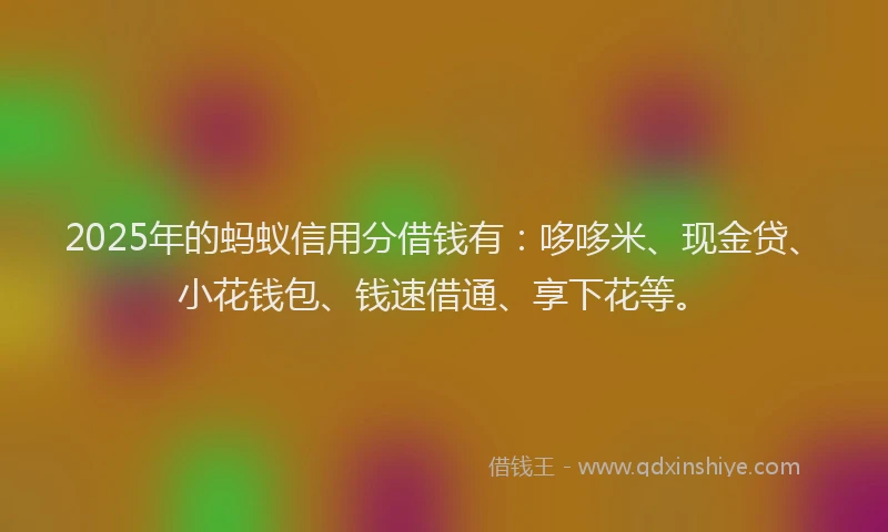 2025年的蚂蚁信用分借钱有：哆哆米、现金贷、小花钱包、钱速借通、享下花等。