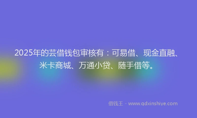 2025年的芸借钱包审核有：可易借、现金直融、米卡商城、万通小贷、随手借等。